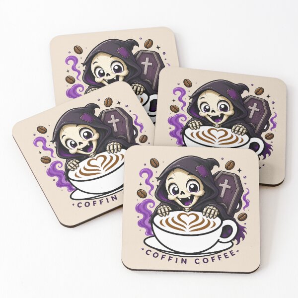 Item preview, ☕ BREWED BEASTIES COLLECTION ☕ -  SPOOKY SEASON MATES - Coffin Coffee Crew designed and sold by WheelieGdArt.