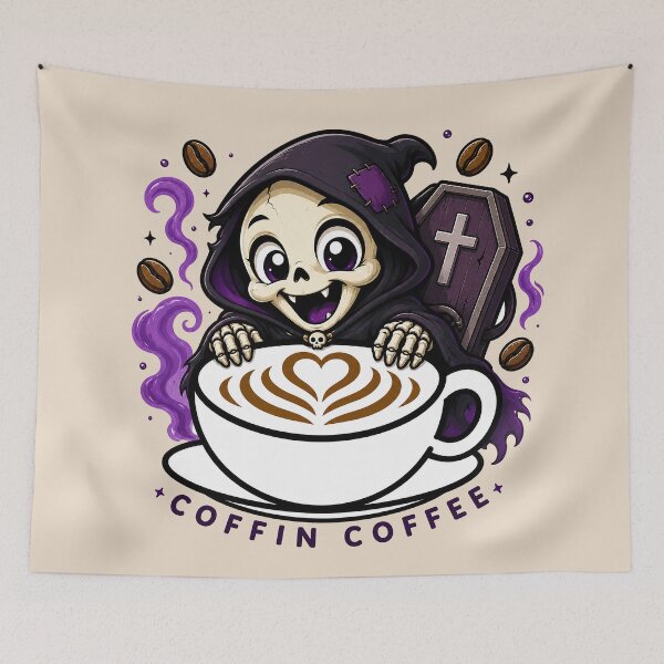 Item preview, ☕ BREWED BEASTIES COLLECTION ☕ -  SPOOKY SEASON MATES - Coffin Coffee Crew designed and sold by WheelieGdArt.