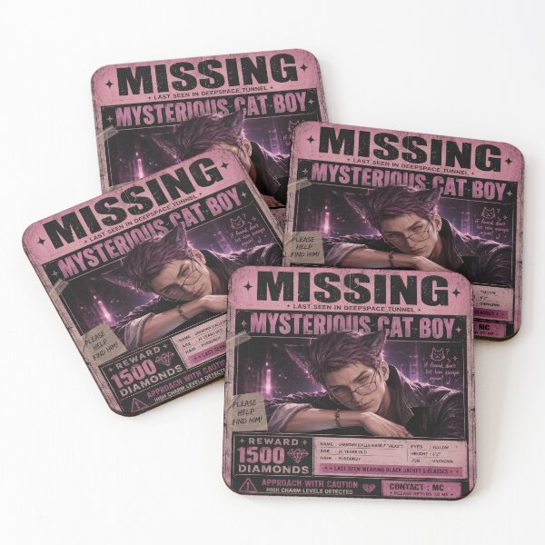 Item preview, Missing Mysterious Cat Boy Sticker Inspired by Valko | Fantasy Romance Anime Fan Art Sticker | Purple Aesthetic Gamer Gift designed and sold by Doodle ⭐⭐⭐⭐⭐.