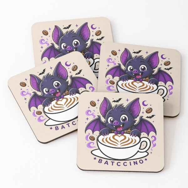 Item preview, ☕ BREWED BEASTIES COLLECTION ☕ -  SPOOKY SEASON MATES - Batccino designed and sold by WheelieGdArt.