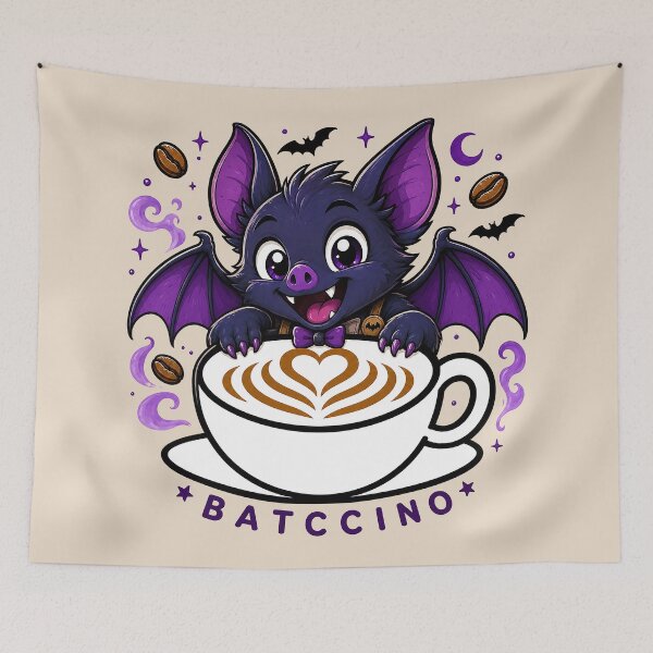Item preview, ☕ BREWED BEASTIES COLLECTION ☕ -  SPOOKY SEASON MATES - Batccino designed and sold by WheelieGdArt.