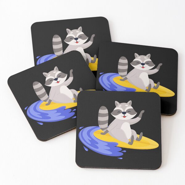 Item preview, Funny Raccon Surfing Enjoying outdoor activity. Summer Extreme Water Sports designed and sold by MalwasBasket.