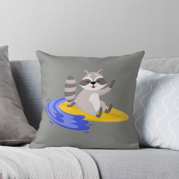 Item preview, Funny Raccon Surfing Enjoying outdoor activity. Summer Extreme Water Sports designed and sold by MalwasBasket.