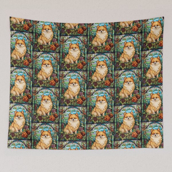 Item preview, Pomeranian Stained Glass Style Dog Art designed and sold by pinkal.