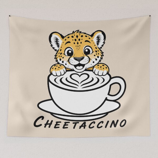 Item preview, ☕ BREWED BEASTIES COLLECTION ☕ -  WILDLIFE PALS - Cheetaccino designed and sold by WheelieGdArt.