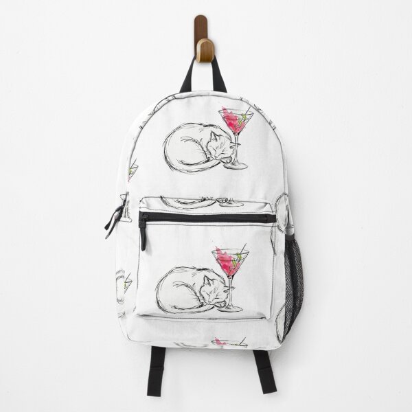Item preview, Cat with Cosmopolitan – Funny Minimalist Cocktail Line Art designed and sold by Evv_u.