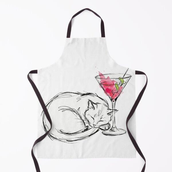 Item preview, Cat with Cosmopolitan – Funny Minimalist Cocktail Line Art designed and sold by Evv_u.