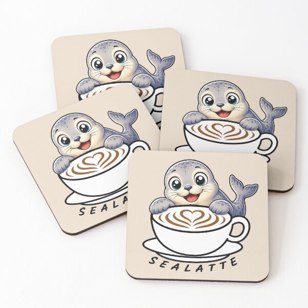 Item preview, ☕ BREWED BEASTIES COLLECTION ☕ -  SEA SIDEKICKS - Sealatte designed and sold by WheelieGdArt.