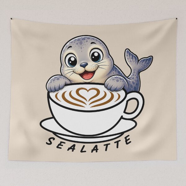 Item preview, ☕ BREWED BEASTIES COLLECTION ☕ -  SEA SIDEKICKS - Sealatte designed and sold by WheelieGdArt.