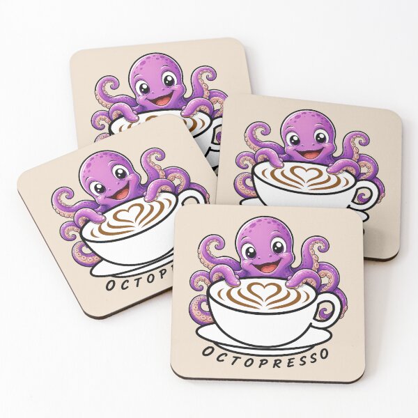 Item preview, ☕ BREWED BEASTIES COLLECTION ☕ -  SEA SIDEKICKS - Octopresso designed and sold by WheelieGdArt.