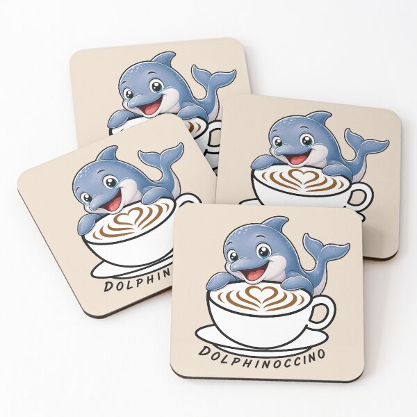Item preview, ☕ BREWED BEASTIES COLLECTION ☕ -  SEA SIDEKICKS - Dolphinoccino designed and sold by WheelieGdArt.