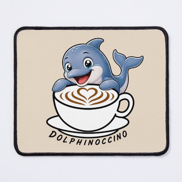 Item preview, ☕ BREWED BEASTIES COLLECTION ☕ -  SEA SIDEKICKS - Dolphinoccino designed and sold by WheelieGdArt.