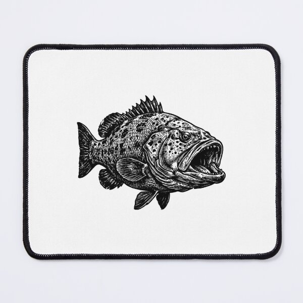 Item preview, Vintage Woodcut Giant Grouper Illustration designed and sold by DuckOddity.