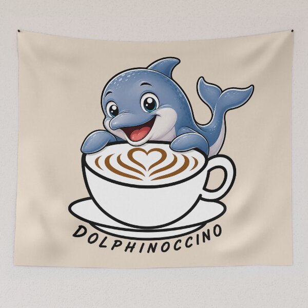 Item preview, ☕ BREWED BEASTIES COLLECTION ☕ -  SEA SIDEKICKS - Dolphinoccino designed and sold by WheelieGdArt.