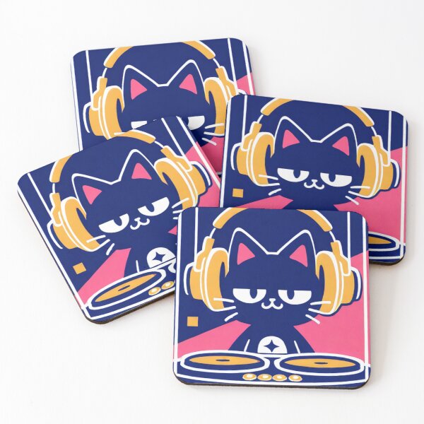Item preview, Cat - Blue DJ Yellow Headphones Pink Ears designed and sold by World-Pets.