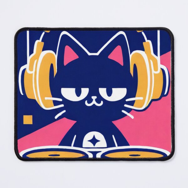 Item preview, Cat - Blue DJ Yellow Headphones Pink Ears designed and sold by World-Pets.