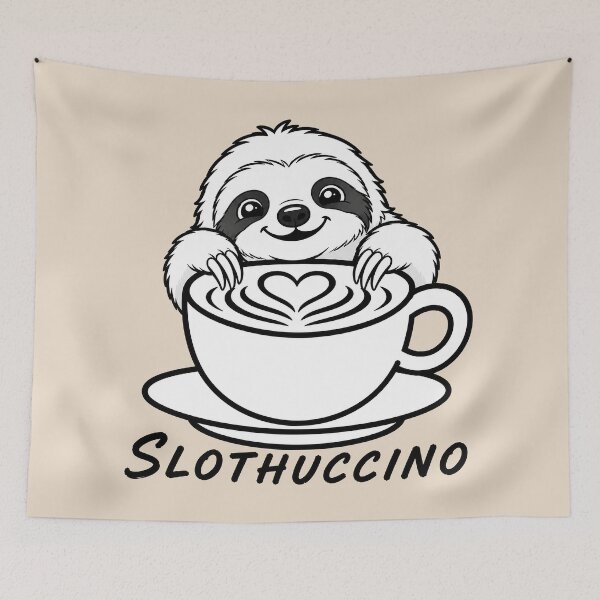 Item preview, ☕ BREWED BEASTIES COLLECTION ☕ - WOODLAND FRIENDS -  Slothuccino designed and sold by WheelieGdArt.