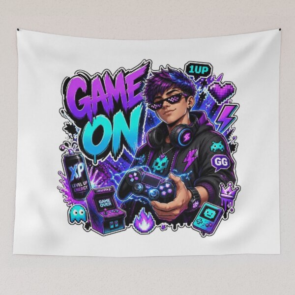 Item preview, GAME ON Gamer Graphic | Esports Neon Sticker & T-Shirt Design designed and sold by Stylestickers55.