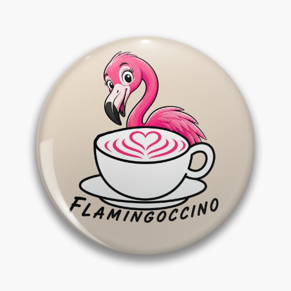 Item preview, ☕ BREWED BEASTIES COLLECTION ☕ -  FEATHERED FRIENDS - Flamingoccino designed and sold by WheelieGdArt.