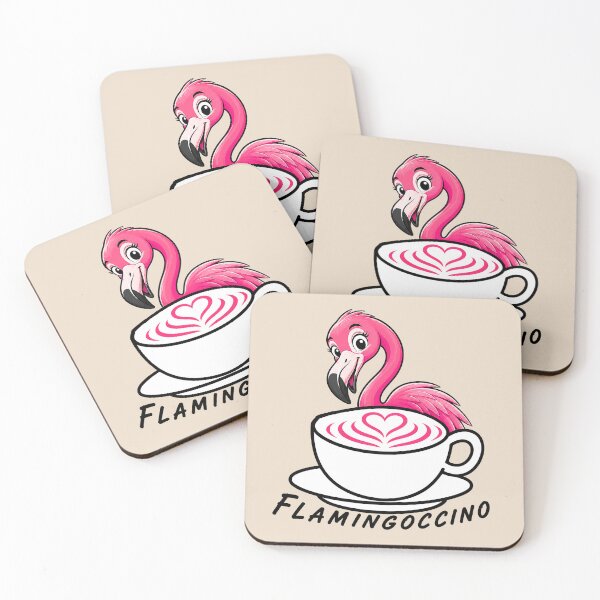 Item preview, ☕ BREWED BEASTIES COLLECTION ☕ -  FEATHERED FRIENDS - Flamingoccino designed and sold by WheelieGdArt.