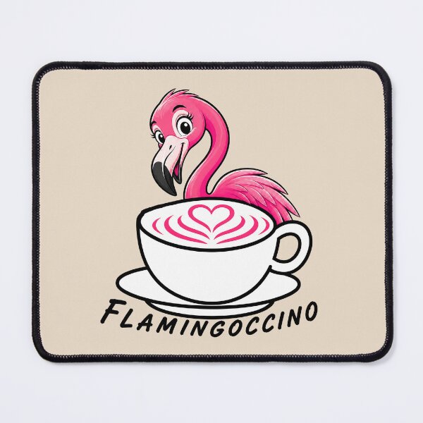 Item preview, ☕ BREWED BEASTIES COLLECTION ☕ -  FEATHERED FRIENDS - Flamingoccino designed and sold by WheelieGdArt.
