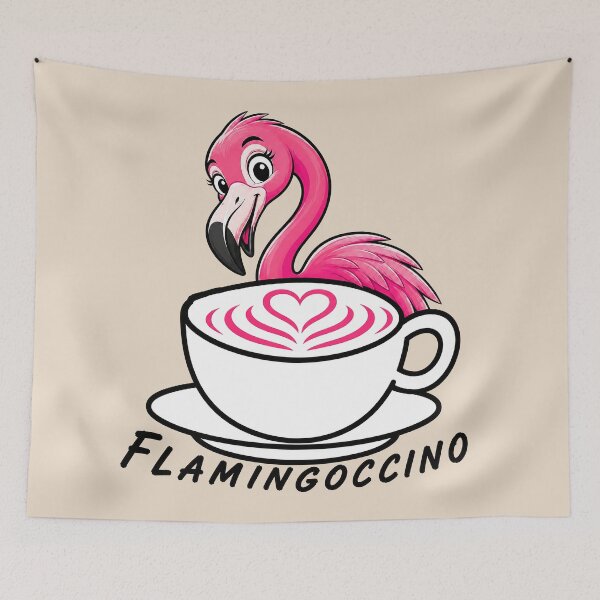 Item preview, ☕ BREWED BEASTIES COLLECTION ☕ -  FEATHERED FRIENDS - Flamingoccino designed and sold by WheelieGdArt.