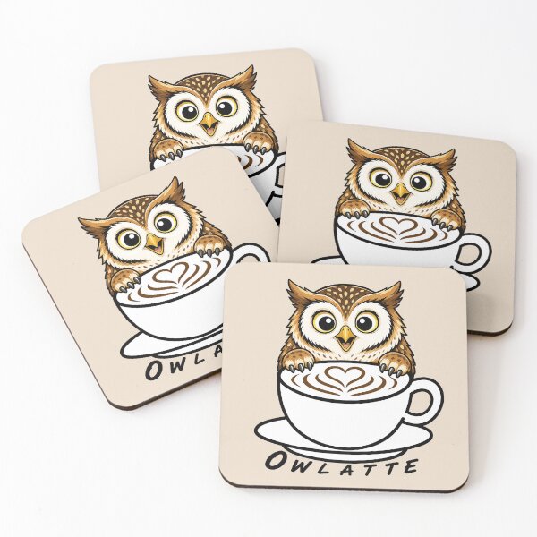 Item preview, ☕ BREWED BEASTIES COLLECTION ☕ -  FEATHERED FRIENDS - Owlatte designed and sold by WheelieGdArt.