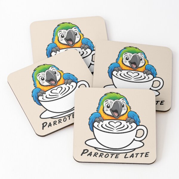 Item preview, ☕ BREWED BEASTIES COLLECTION ☕ -  FEATHERED FRIENDS - Parrote Latte designed and sold by WheelieGdArt.