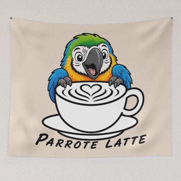 Item preview, ☕ BREWED BEASTIES COLLECTION ☕ -  FEATHERED FRIENDS - Parrote Latte designed and sold by WheelieGdArt.