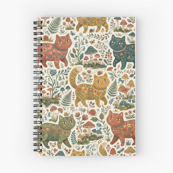 Item preview, Cute Woodland Cats Seamless Pattern designed and sold by Iampoji.
