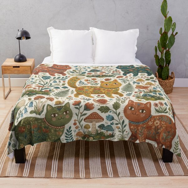 Item preview, Cute Woodland Cats Seamless Pattern designed and sold by Iampoji.
