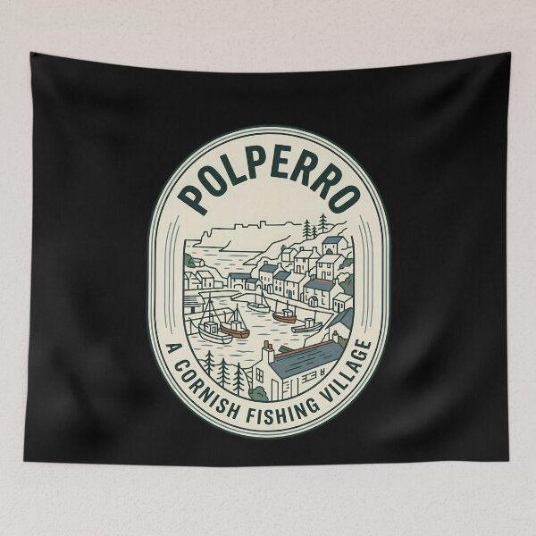 Item preview, Polperro Cornish Fishing Village Vintage Travel Emblem designed and sold by k3rstman1.