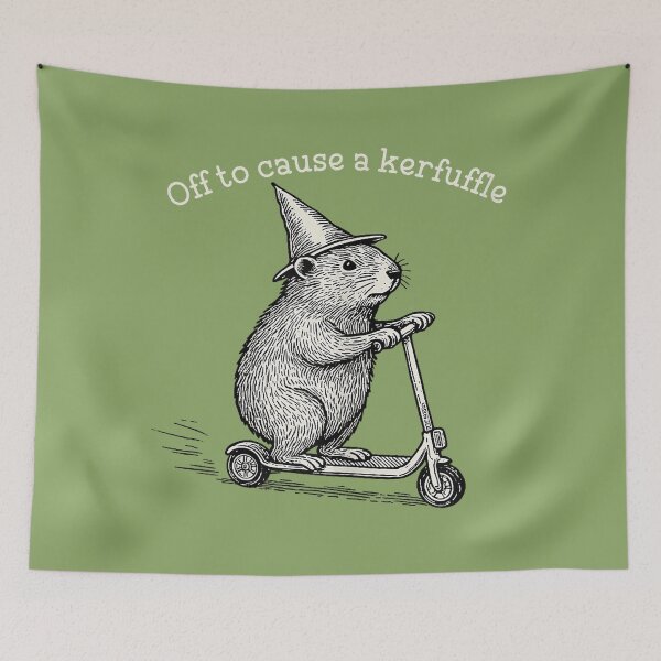 Item preview, Off to Cause A Kerfuffle Funny Capybara Meme designed and sold by ArleneRowe.