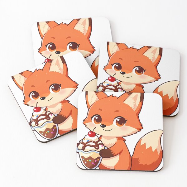 Item preview, Cute Fox with Ice Cream Sundae designed and sold by pumsquare.