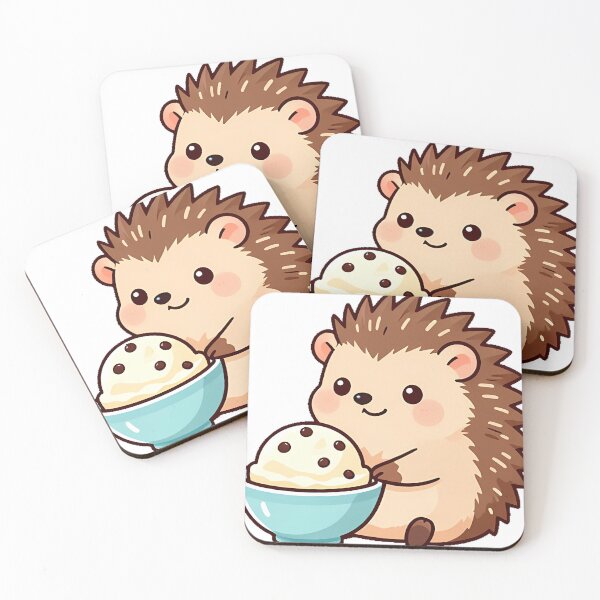 Item preview, Cute Hedgehog with Ice Cream Bowl designed and sold by pumsquare.