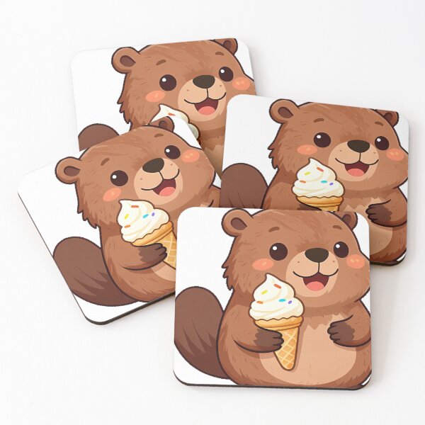 Item preview, Cute Beaver with Ice Cream Cone designed and sold by pumsquare.