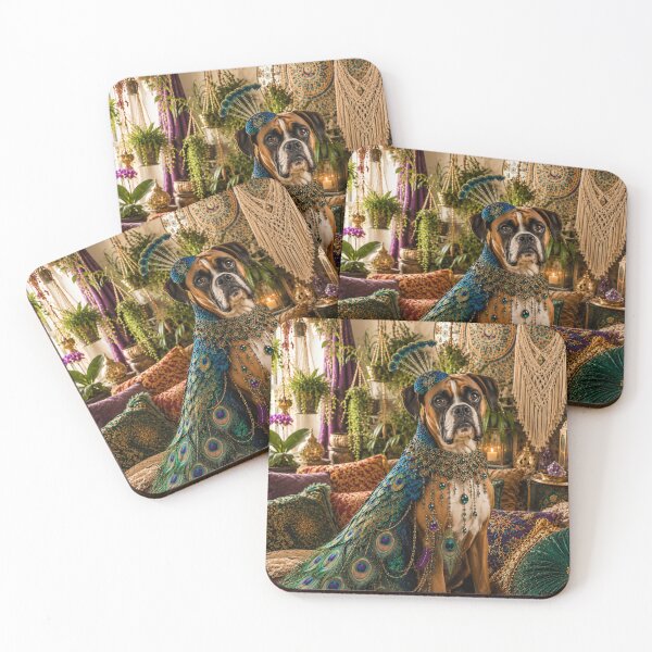 Item preview, Regal Peacock Boxer Dog - Boho Jeweled Costume Portrait designed and sold by Extremeallie.