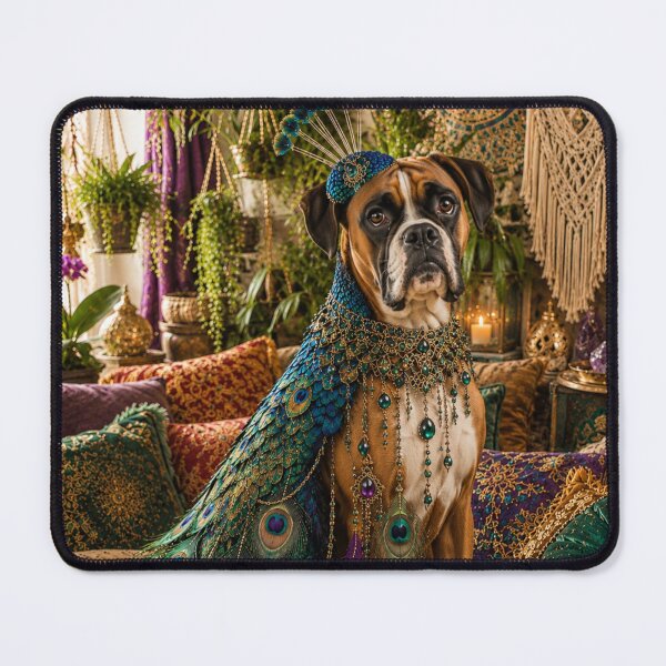 Item preview, Regal Peacock Boxer Dog - Boho Jeweled Costume Portrait designed and sold by Extremeallie.