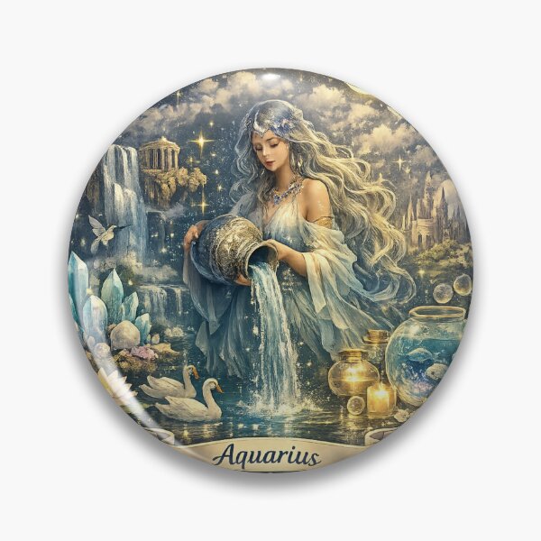 Item preview, Dreamcore Aquarius Zodiac Art – Celestial Water Bearer Fantasy Illustration designed and sold by Shadowframe Studios.