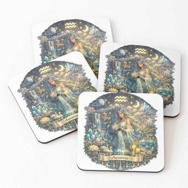 Item preview, Dreamcore Aquarius Zodiac Art – Celestial Water Bearer Fantasy Illustration designed and sold by Shadowframe Studios.
