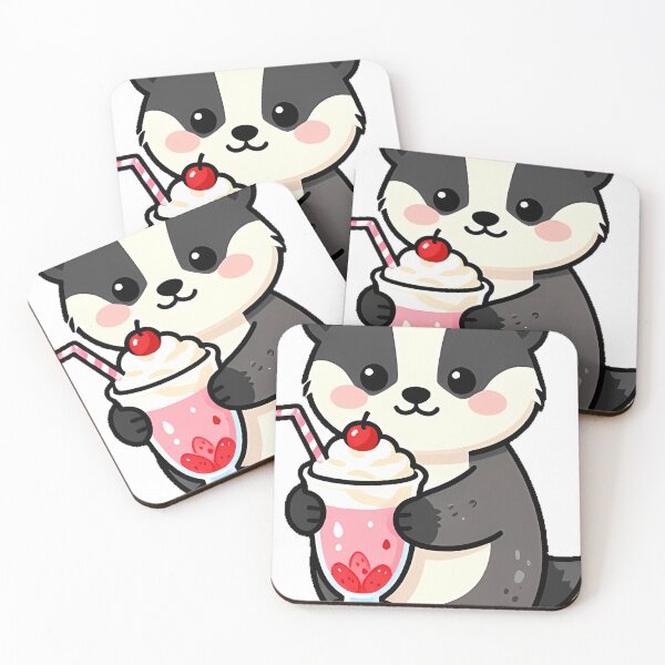 Item preview, Cute Badger with Milkshake designed and sold by pumsquare.