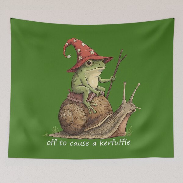 Item preview, Funny Frog Wizard Off to Cause A Kerfuffle Meme designed and sold by KathieFaugh.