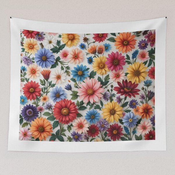 Item preview, fabric design with colorful flowers designed and sold by karlosss.
