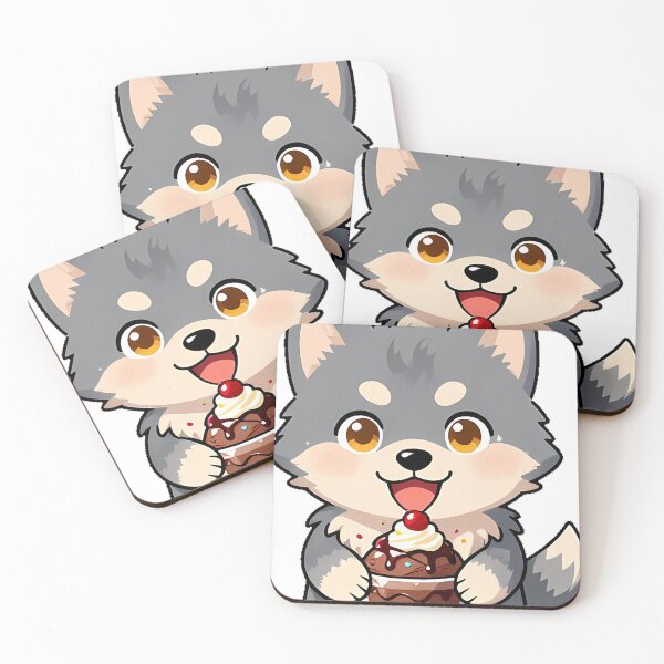 Item preview, Cute Wolf Pup with Ice Cream Sundae designed and sold by pumsquare.