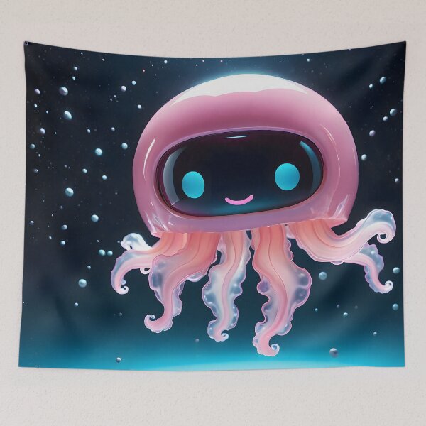 Item preview, Futuristic Robot Jellyfish Neon Space Fluid Art designed and sold by CuteSlothWorld.