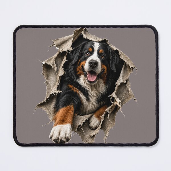 Item preview, Bernese Mountain Dog Bursting Through Torn Fabric | 3D Dog Illusion | Realistic Berner Gift designed and sold by Golden Era Studio.