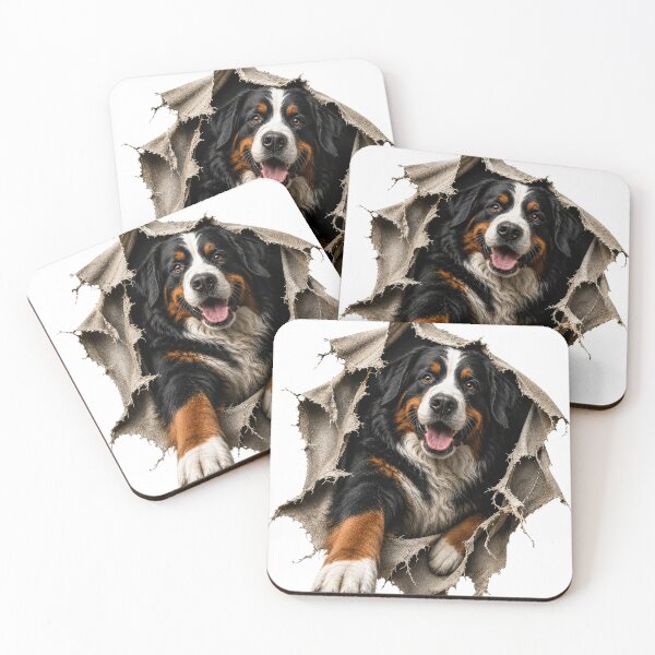 Item preview, Bernese Mountain Dog Bursting Through Torn Fabric | 3D Dog Illusion | Realistic Berner Gift designed and sold by Golden Era Studio.
