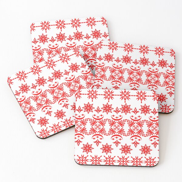 Item preview, Modern Red Geometric Floral Ornament Border Pattern designed and sold by Ei-Ei.