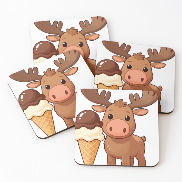 Item preview, Cute Moose with Ice Cream Cone designed and sold by pumsquare.