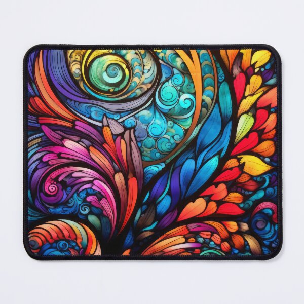 Item preview, Abstract Psychedelic Swirls Stained Glass Art designed and sold by pinkal.